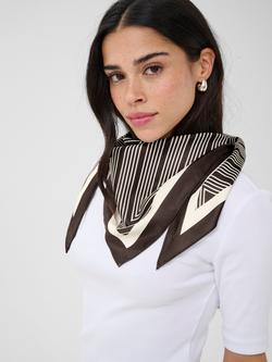KAFFE Gabby Stripe Scarf, Seal Brown/Chalk Str, Seal Brown/Chalk Str