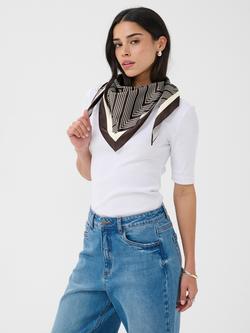 KAFFE Gabby Stripe Scarf, Seal Brown/Chalk Str - view 2, Seal Brown/Chalk Str