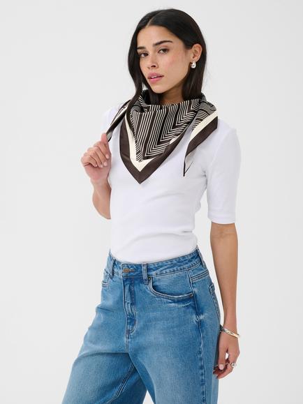 KAFFE Gabby Stripe Scarf, Seal Brown/Chalk Str - view 2, Seal Brown/Chalk Str