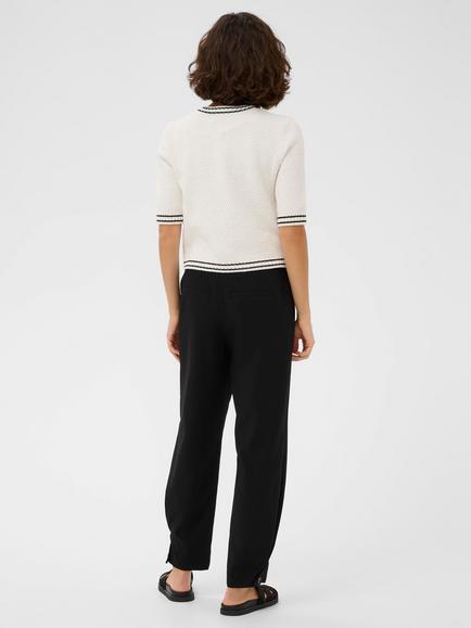 KAFFE Coco Stitch Detail Short Sleeve Cardigan, Chalk - view 2, Chalk