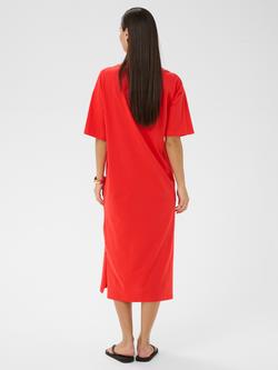 KAFFE Edna T-Shirt Midi Dress, Poppy Red - view 2, Poppy Red