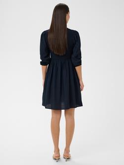 KAFFE Hanna Puff Sleeve Smock Dress, Midnight Marine - view 2, Midnight Marine