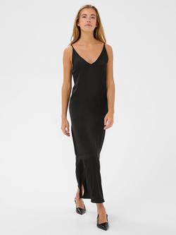 KAFFE Rory Sateen Maxi Dress, Black Deep, Black Deep