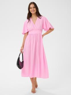 KAFFE Sirena Flitter Sleeve Midi Dress, Pink Frosting, Pink Frosting