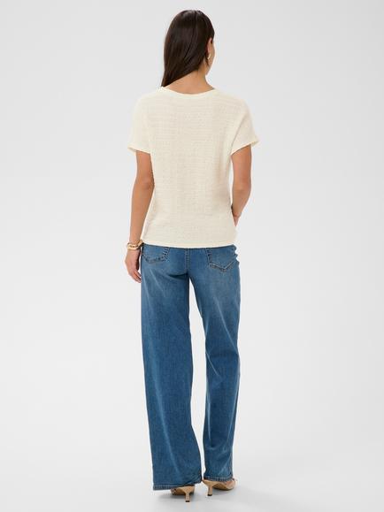 KAFFE Felicity Textured Top, Chalk - view 2, Chalk