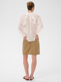 KAFFE Flora Tie Neck Ruffle Top, Chalk - view 2, Chalk