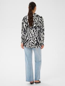 KAFFE Hanna Abstract Animal Print Shirt, Black/Chalk - view 2, Black/Chalk