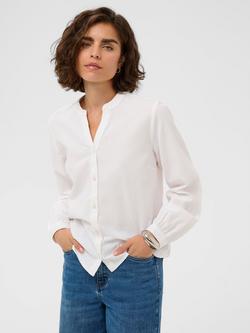 KAFFE Mandarin Collar Relaxed Shirt, Chalk, Chalk