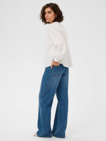 KAFFE Mandarin Collar Relaxed Shirt, Chalk - view 2, Chalk