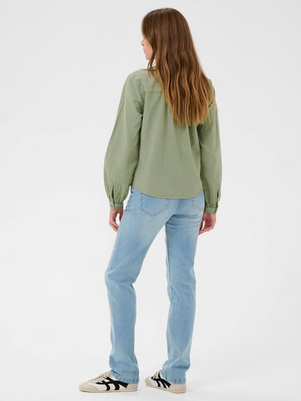KAFFE Naya Mandarin Collar Shirt, Sea Spray - view 2, Sea Spray
