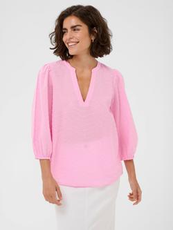 KAFFE Penelope V-Neck Textured Top, Pink Frosting, Pink Frosting