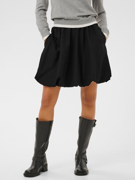 KAFFE Kirsten A-Line Gathered Mini Skirt, Black Deep, Black Deep