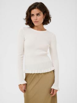 KAFFE Ariela Fine Knit Round Neck Jumper, Chalk, Chalk