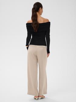 KAFFE Aubree Off-Shoulder Long Sleeve Ribbed Blouse, Black Deep - view 2, Black Deep