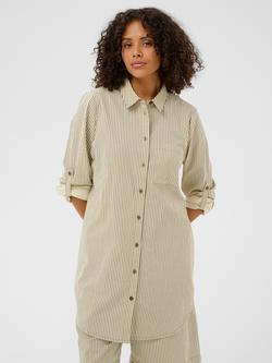 KAFFE Naya Stripe Shirt Dress, Beige/Grey, Beige/Grey