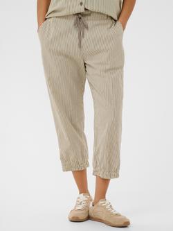 KAFFE Naya Stripe Capri Trousers, Brindle/Turtledove, Brindle/Turtledove