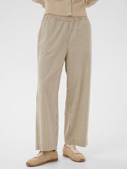 KAFFE Naya Stripe Cropped Wide Leg Trousers, Brindle/Turtledove, Brindle/Turtledove