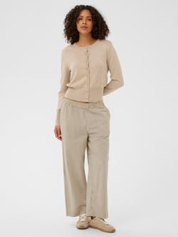 KAFFE Naya Stripe Cropped Wide Leg Trousers, Brindle/Turtledove - view 2, Brindle/Turtledove