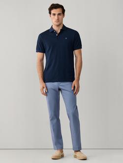 Hackett London Classic Fit Cotton Chinos, Thames Blue - view 2, Thames Blue
