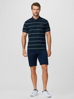 Hackett London Sport Cotton Blend Regular Fit Short Sleeve Polo Shirt - view 2, Navy/Green