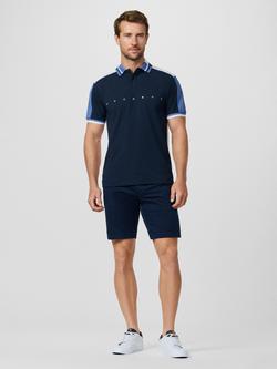 Hackett London Sport Cotton Blend Regular Fit Short Sleeve Polo Shirt - view 2, Navy/Multi