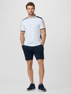 Hackett London Sport Cotton Blend Regular Fit Short Sleeve Polo Shirt - view 2, Optic White/Multi