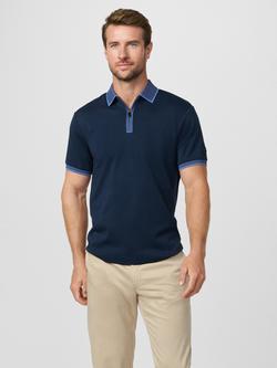 Hackett London Sport Cotton Regular Fit Short Sleeve Polo Shirt, Navy, Navy