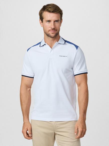 Hackett London Sport Cotton Blend Polo Shirt, Optic White