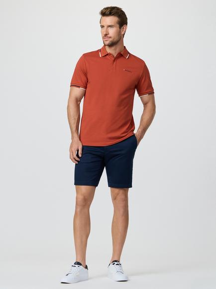 Hackett London Sport Tipped Cotton Blend Polo Shirt - view 2, Burnt Ochre Orange