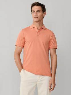 Hackett London Cotton Classic Fit Short Sleeve Polo Shirt, Sunset Orange