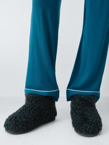 John Lewis Ultra Curly Borg Cropped Slipper Ankle Boots, Navy - view 2, Navy
