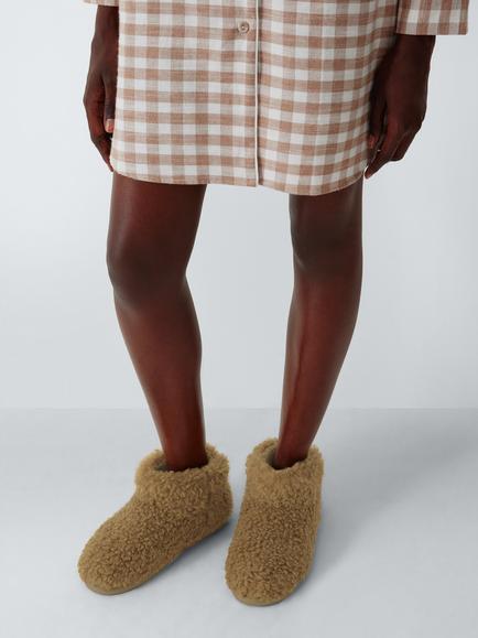 John Lewis Ultra Curly Borg Cropped Slipper Ankle Boots, Biscuit - view 2, Biscuit