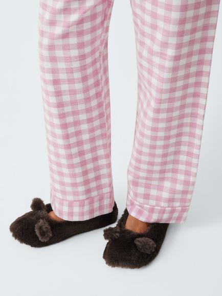 John Lewis Faux Fur Bear Ballet Slippers, Choc Plush - view 2, Choc Plush