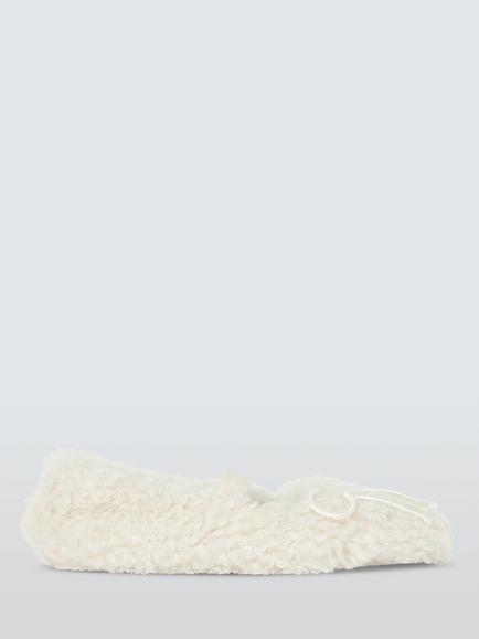 John Lewis Ultra Curly Borg Square Toe Ballerina Slippers, Cream, Cream