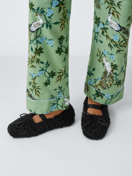 John Lewis Ultra Curly Borg Square Toe Ballerina Slippers, Black - view 2, Black