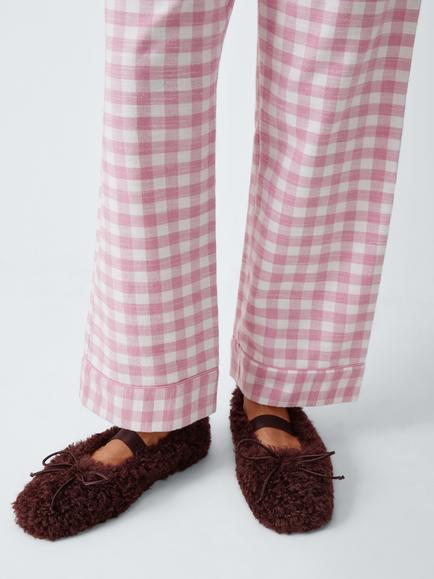 John Lewis Ultra Curly Borg Square Toe Ballerina Slippers, Tan - view 2, Tan
