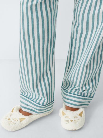 John Lewis Cat Ballerina Slippers, Winter White Sythn - view 2, Winter White Sythn