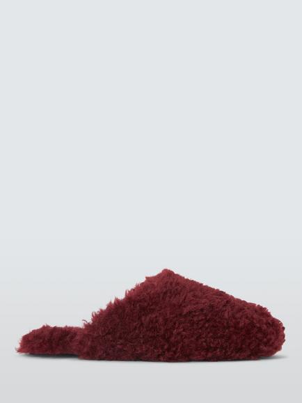 John Lewis Ultra Curly Borg Square Toe Mule Slippers, Berry, Berry