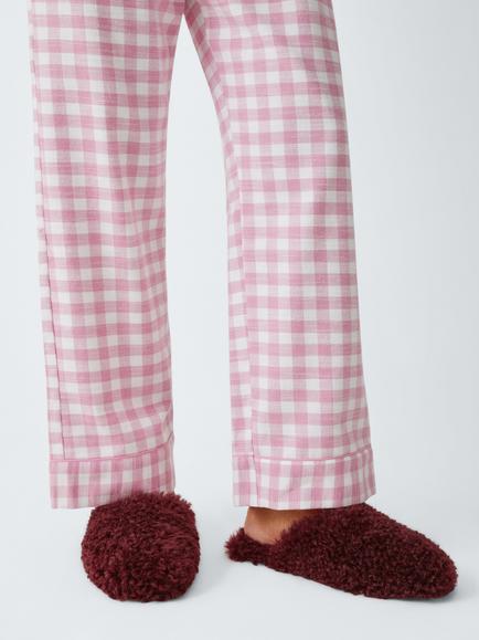 John Lewis Ultra Curly Borg Square Toe Mule Slippers, Berry - view 2, Berry