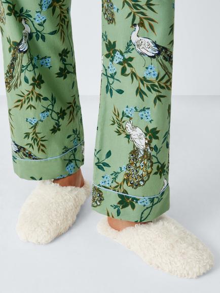 John Lewis Ultra Curly Borg Square Toe Mule Slippers, Cream - view 2, Cream