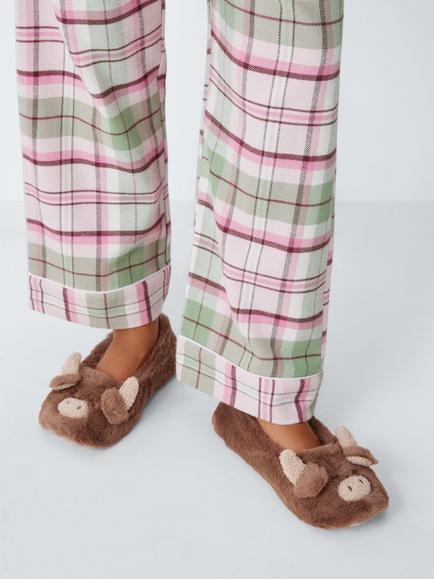 John Lewis Highland Cow Ballerina Slippers, Brown - view 2, Brown