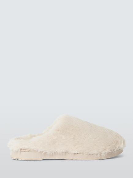John Lewis Memory Foam Plush Mule Slippers, Taupe, Taupe