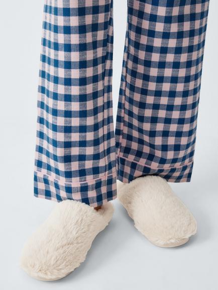 John Lewis Memory Foam Plush Mule Slippers, Taupe - view 2, Taupe