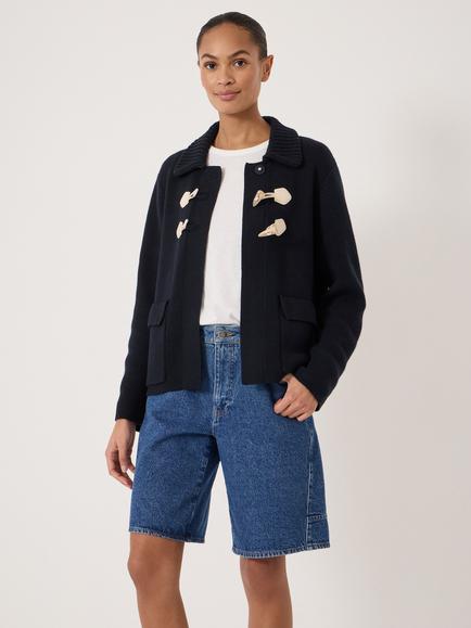 HUSH Dora Duffle Cardigan, Navy Blue, Navy Blue