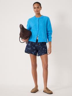 HUSH Juni Crew Neck Wool Rich Cardigan, Azure Blue - view 2, Azure Blue