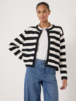 HUSH Tess Textured Stripe Cardigan, Black/White, Black/White