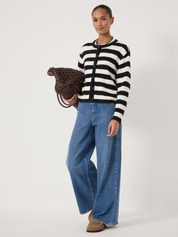 HUSH Tess Textured Stripe Cardigan, Black/White - view 2, Black/White