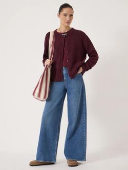 HUSH Tess Crew Neck Textured Cardigan, Dark Burgundy Red - view 2, Dark Burgundy Red