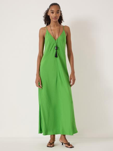HUSH Air Flow Seam Detail Maxi Slip Dress containing LENZING™ ECOVERO™ Viscose, Bright Green, Bright Green