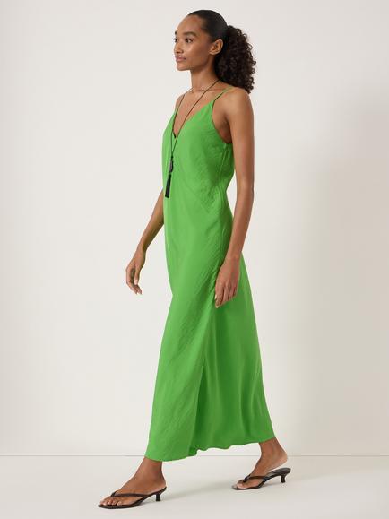 HUSH Air Flow Seam Detail Maxi Slip Dress containing LENZING™ ECOVERO™ Viscose, Bright Green - view 2, Bright Green